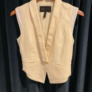 BCBG MAXAZRIA Cap Sleeve Linen Vest, Size XS